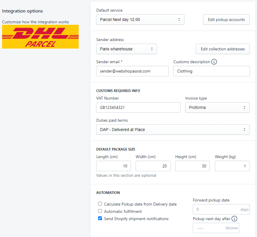 DHL Parcel UK - Shopify integration options