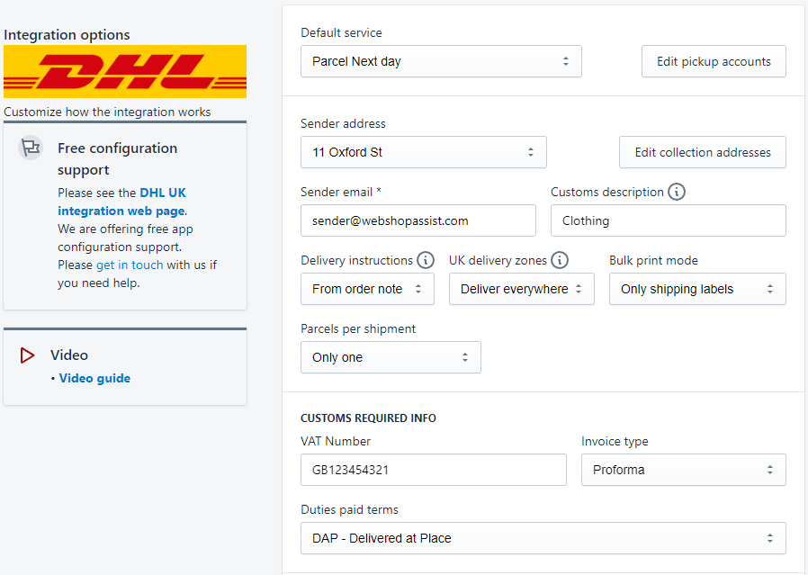 DHL Parcel UK - Shopify integration options