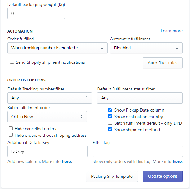 DPD Opțiuni pentru toate țările