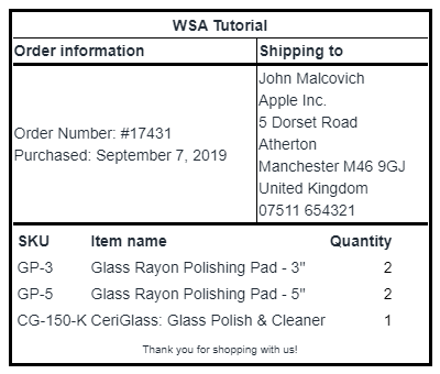 Packing slip editor