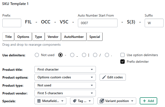 SKU template example